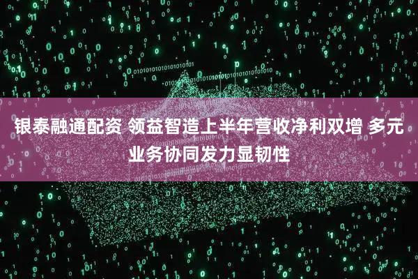 银泰融通配资 领益智造上半年营收净利双增 多元业务协同发力显韧性